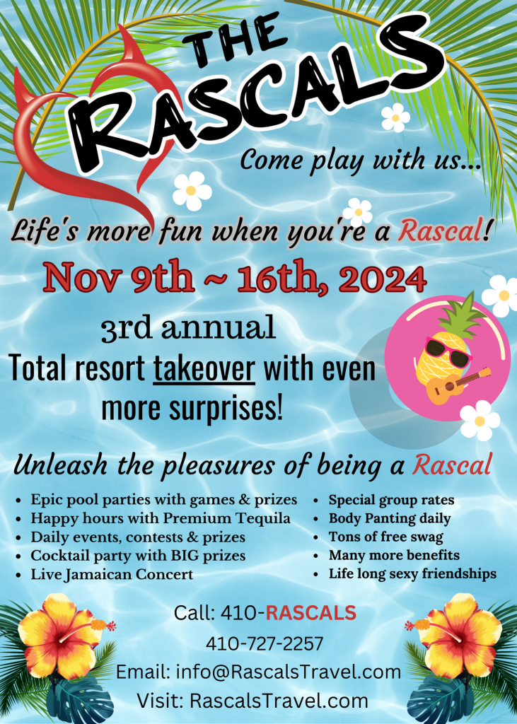 Group Event - The Rascals 3rd Annual Resort Takeover - November 9 - 16, 2024 - Hedonism II Resort, Negril Jamaica